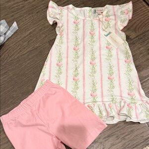 boots and bows smocking pumpkin fall dress and shorts 2T NWT Perfect for south